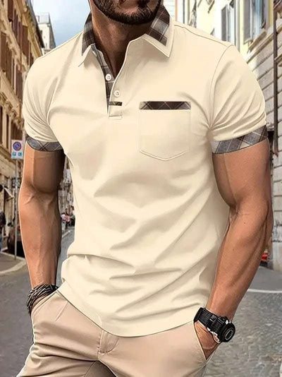 Season New Men's Short Sleeve Fashion Plaid Colorblock T-shirt Fendax 0