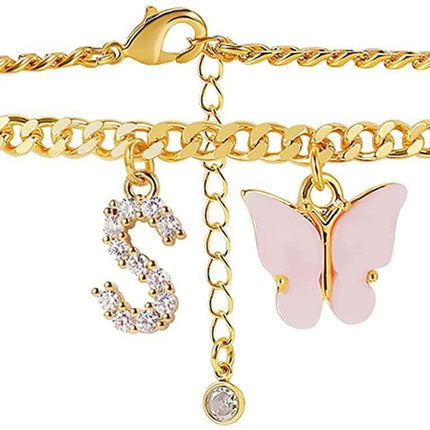 Butterfly Letter Feet Chain Fashion Inlaid Diamond Letter Acrylic Fendax 0
