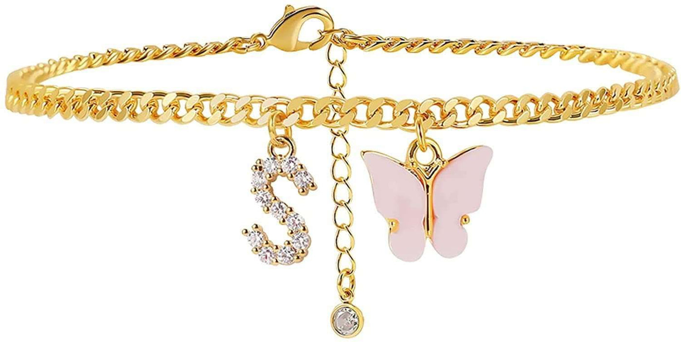 Butterfly Letter Feet Chain Fashion Inlaid Diamond Letter Acrylic Fendax 0