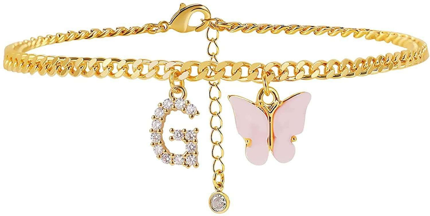 Butterfly Letter Feet Chain Fashion Inlaid Diamond Letter Acrylic Fendax 0
