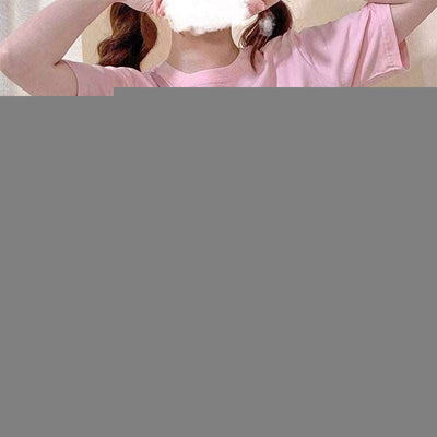 Cute And Sweet Japanese Girl Short-sleeved T-shirt Female Loose And Thin High-waist All-match Short Crop Top Fendax 0