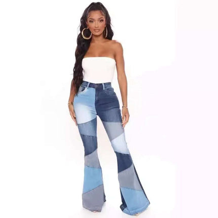 Women's Wide-leg Fashion Stitching Jeans Fendax 0