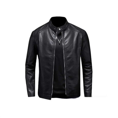 Spring And Autumn Men's Slim Leather Clothing With Stand Collar Jacket