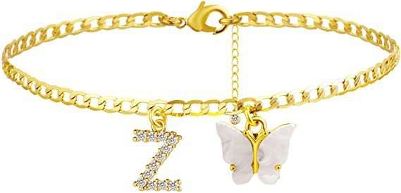 Butterfly Letter Feet Chain Fashion Inlaid Diamond Letter Acrylic Fendax 0