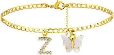 Butterfly Letter Feet Chain Fashion Inlaid Diamond Letter Acrylic Fendax 0