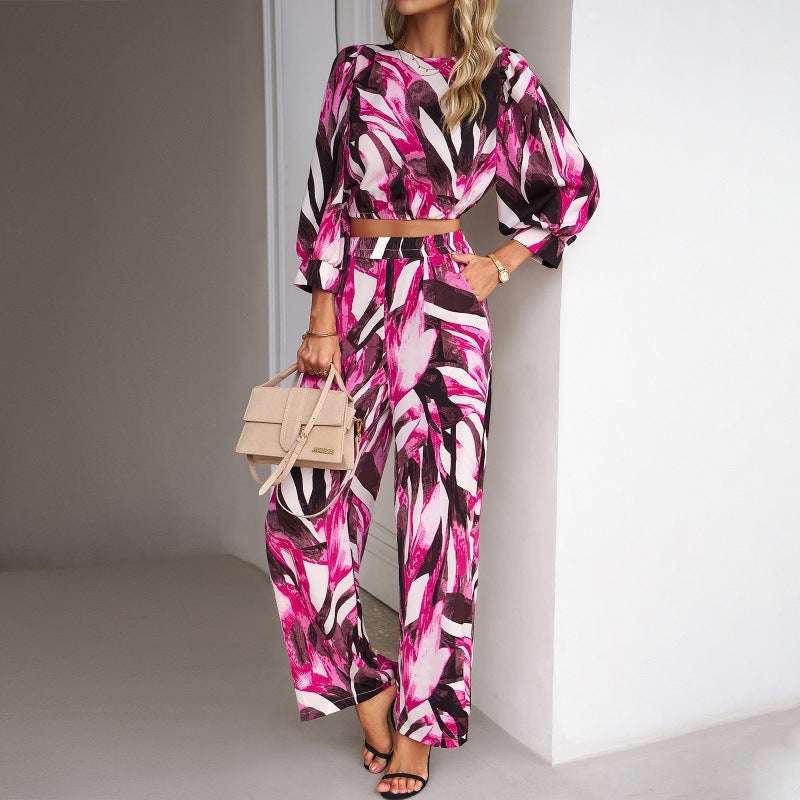 Women's Clothing Fall Winter Fashion Printed Top Suit