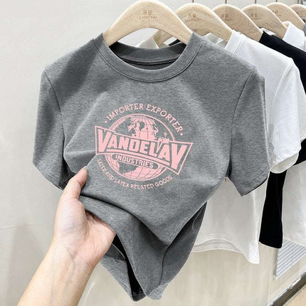 Retro Slim-fit Crop-top Women's Short-sleeved T-shirt Fendax 0