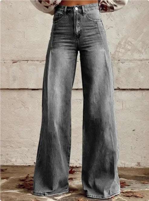 Wide-legged Pants Thermal Transfer Bell-bottom Pants Simulation Denim Trousers Fendax 0