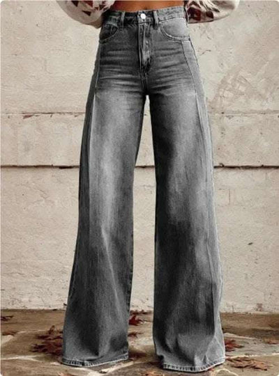 Wide-legged Pants Thermal Transfer Bell-bottom Pants Simulation Denim Trousers Fendax 0