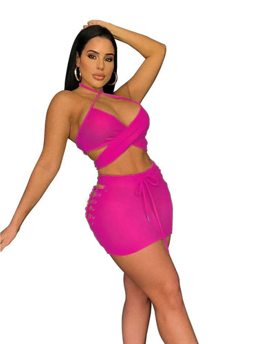 Fashion Women's Summer Halter Neck Strapless Skirt Suit Fendax 0