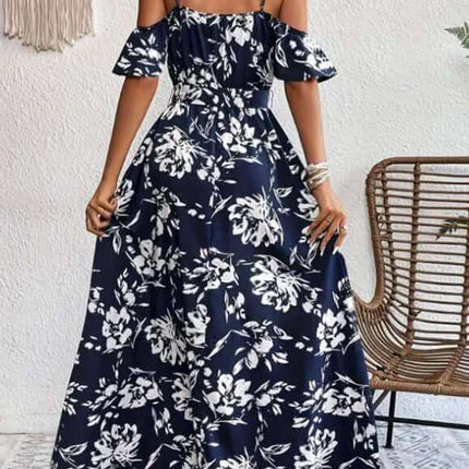 Flower Print Split Suspender Dress With Lace-up Design Summer Fashion Long Dresses Beach Clothing For Women Fendax 4