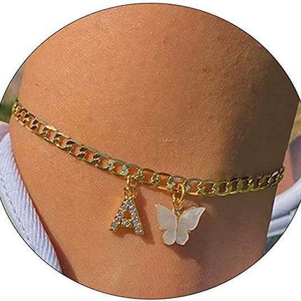 Butterfly Letter Feet Chain Fashion Inlaid Diamond Letter Acrylic Fendax 0