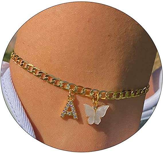 Butterfly Letter Feet Chain Fashion Inlaid Diamond Letter Acrylic Fendax 0