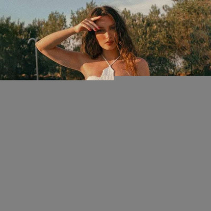 Pure Color Halter Lace-up Cutout Knitted Camisole Fendax 0