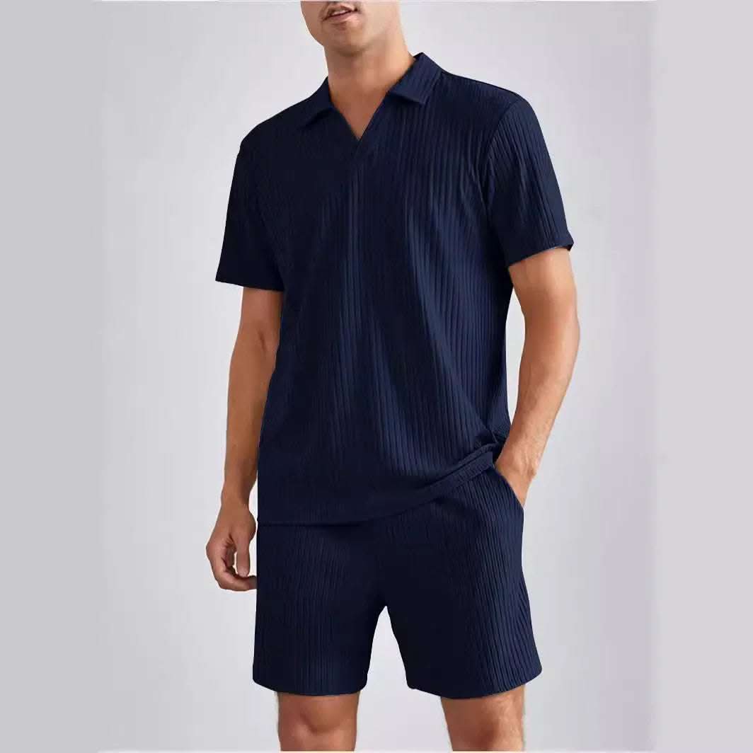 Fashion Casual Polo Short Sleeve Shirt Shorts Two-piece Set Men's Suit Fendax 0