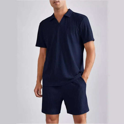 Fashion Casual Polo Short Sleeve Shirt Shorts Two-piece Set Men's Suit Fendax 0