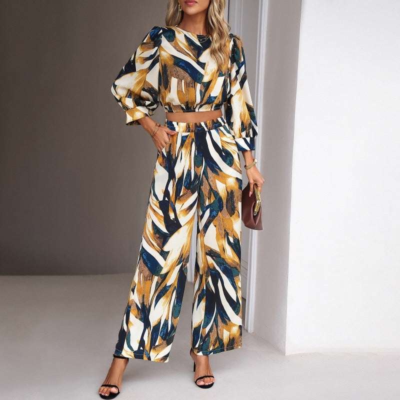 Women's Clothing Fall Winter Fashion Printed Top Suit