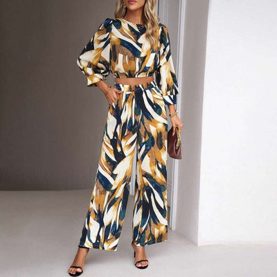 Women's Clothing Fall Winter Fashion Printed Top Suit