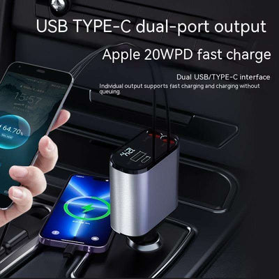 Metal Car Charger 100W Super Fast Charging Car Cigarette Lighter USB And TYPE-C Adapter Fendax 0