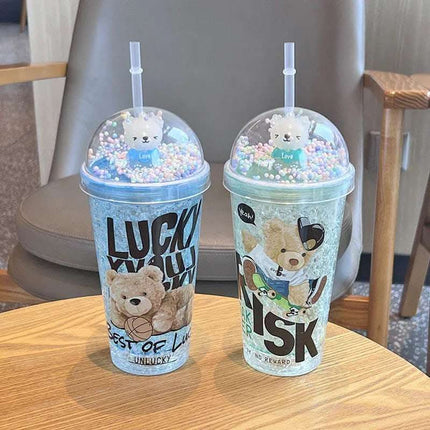 Cartoon Bear Ice Crushing Good-looking Plastic Water Cup Summer Portable Fendax 0