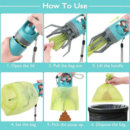 Portable Lightweight Dog Pooper Scooper With Built-in Poop Bag Dispenser Eight-claw Shovel For Pet Toilet Picker Pet Products Fendax 0