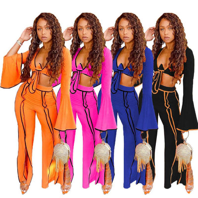 New Fall Women's Clothing Personalized Line Wide Leg Sports Suit
