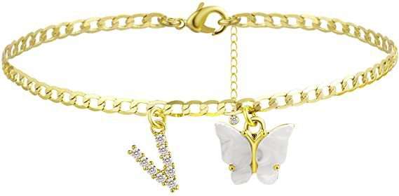 Butterfly Letter Feet Chain Fashion Inlaid Diamond Letter Acrylic Fendax 0