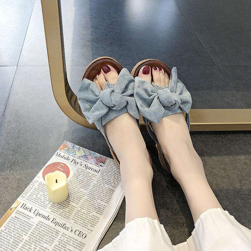 Summer Fashion Outerwear Bow Plywood Slippers Korean Fendax 0