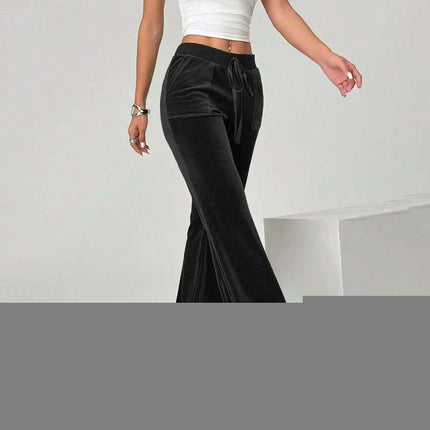 Simple Temperament Velvet Casual Pants Autumn And Winter Drawstring Leg Slimming Wide Leg Trousers Fendax 0