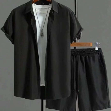 Jacquard Black And White Solid Color Suit Short Sleeve Fendax 0