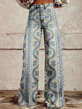 Thin Faux Denim Wide-leg Pants Fendax 0