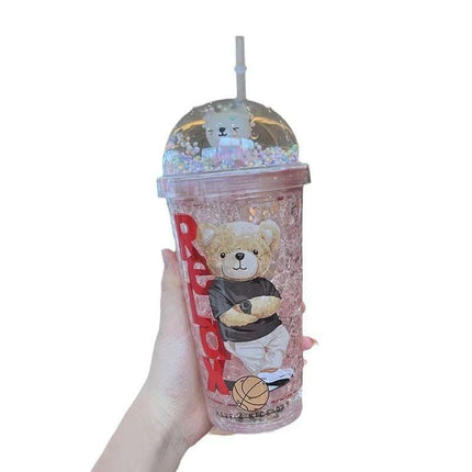 Cartoon Bear Ice Crushing Good-looking Plastic Water Cup Summer Portable Fendax 0