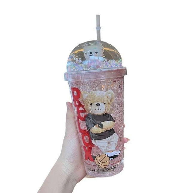 Cartoon Bear Ice Crushing Good-looking Plastic Water Cup Summer Portable Fendax 0