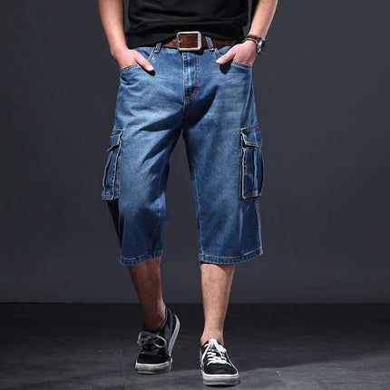 Summer Thin Loose Multi-pocket Workwear Cropped Pants Casual Jeans Fendax 0