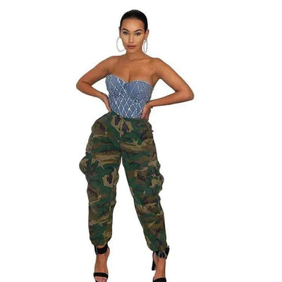 Women's Fashion Workwear Casual Camouflage Cropped Pants Fendax 0