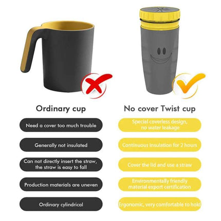 No Cover Twist Cup Travel Portable Cup Double Insulation Tumbler Straw Sippy Water Bottles Portable For Children Adults Fendax 0