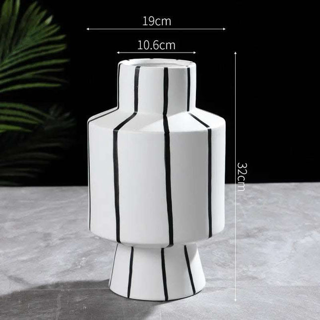 Black And White Striped Ceramic Vase Light Luxury Modern Home Fendax 0