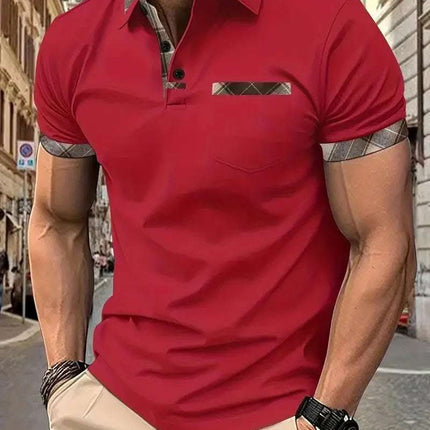 Season New Men's Short Sleeve Fashion Plaid Colorblock T-shirt Fendax 0