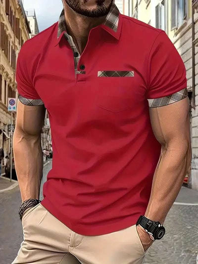 Season New Men's Short Sleeve Fashion Plaid Colorblock T-shirt Fendax 0