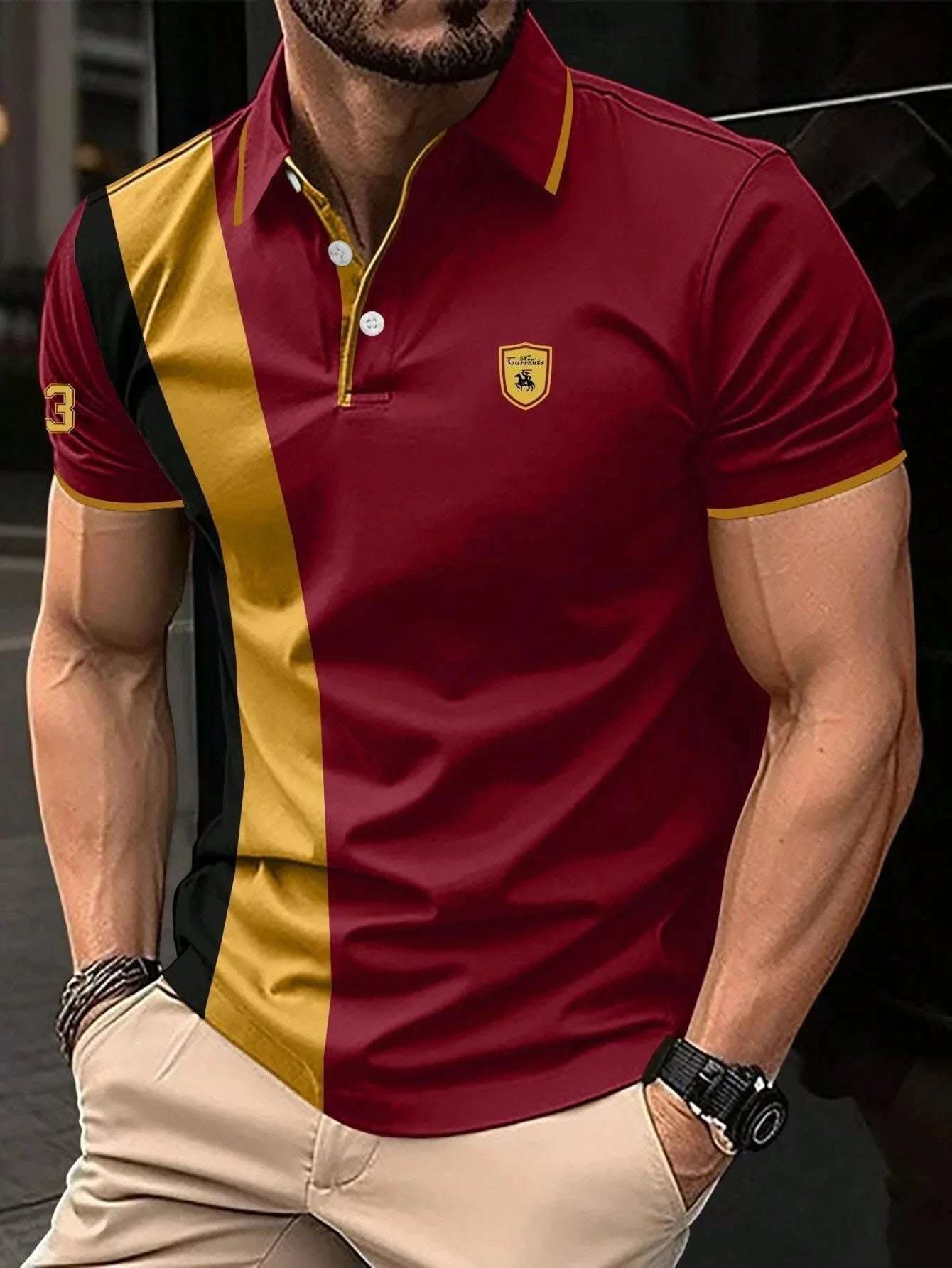 Men's 3D Printing Digital Printed Polo Shirt Short Sleeve Fendax 0
