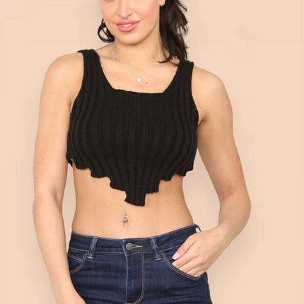 Asymmetric Imogen Hem Knitted Vest Crop Top Fendax 5