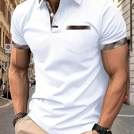 Season New Men's Short Sleeve Fashion Plaid Colorblock T-shirt Fendax 0