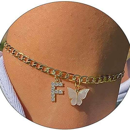 Butterfly Letter Feet Chain Fashion Inlaid Diamond Letter Acrylic Fendax 0