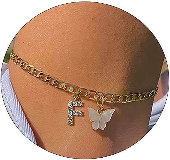 Butterfly Letter Feet Chain Fashion Inlaid Diamond Letter Acrylic Fendax 0
