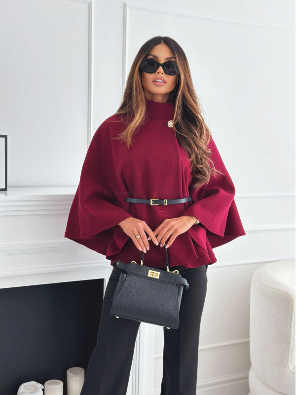 Batwing Sleeves Cloak Top With Belt