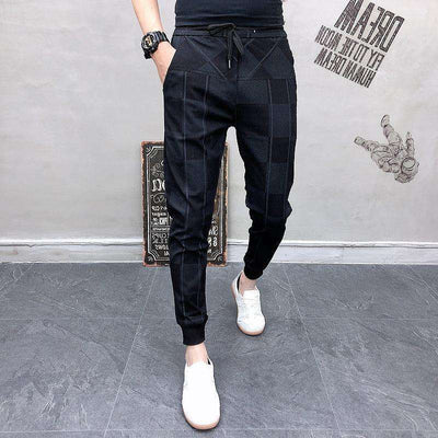 Summer Casual Pants Men's Korean Slim Plaid Pants Fendax 0