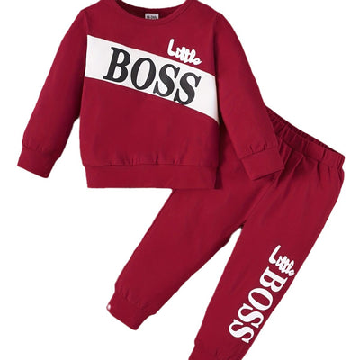 Letter Print Long Sleeve Boy Set