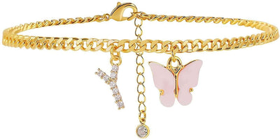 Butterfly Letter Feet Chain Fashion Inlaid Diamond Letter Acrylic Fendax 0