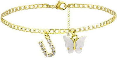 Butterfly Letter Feet Chain Fashion Inlaid Diamond Letter Acrylic Fendax 0