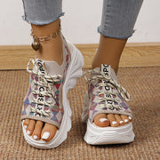 Trendsi 0 Beige / 35 Fashion Hollowed-out Mid Heel Mesh Women's Sports Style Soft Back Thick Back Sandals